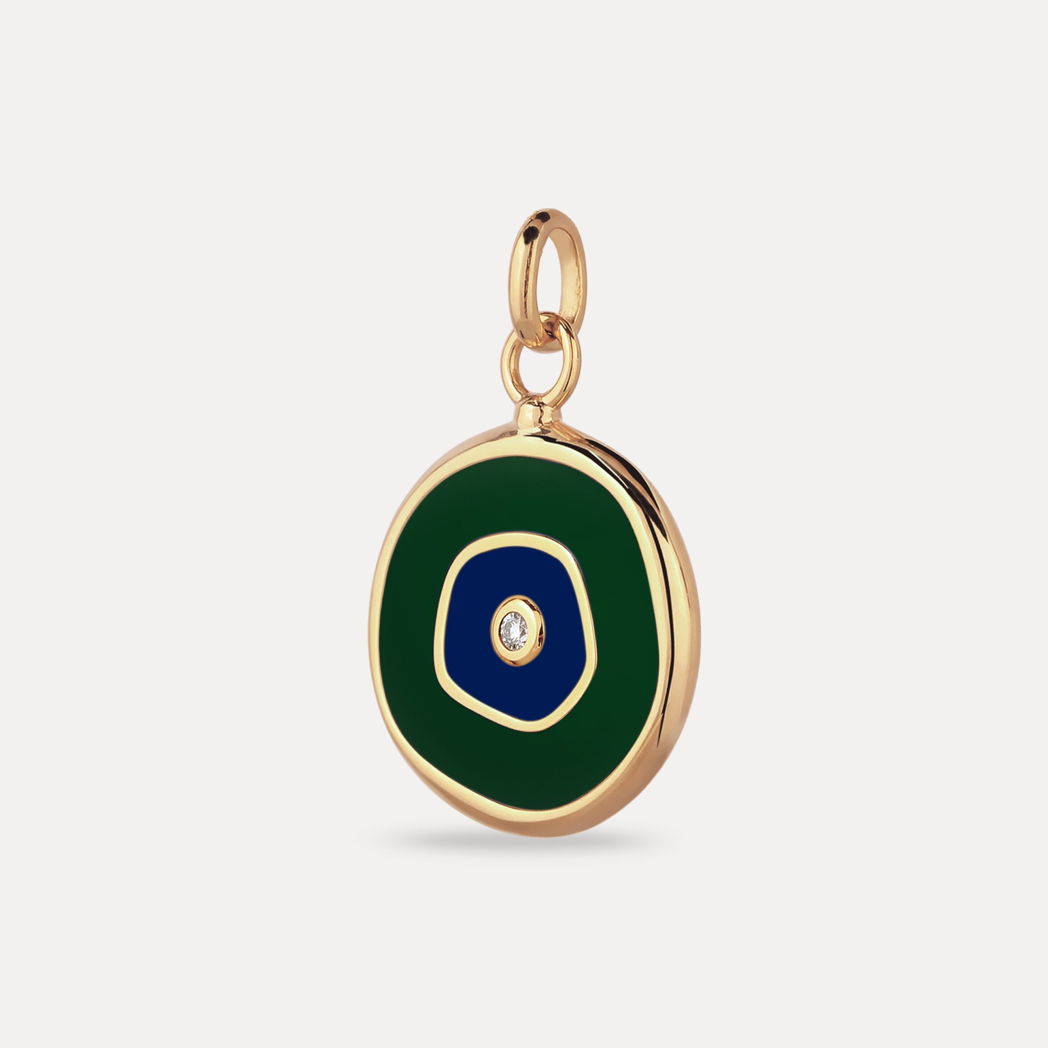 White Sapphire Evil Eye Pendant Dark Green