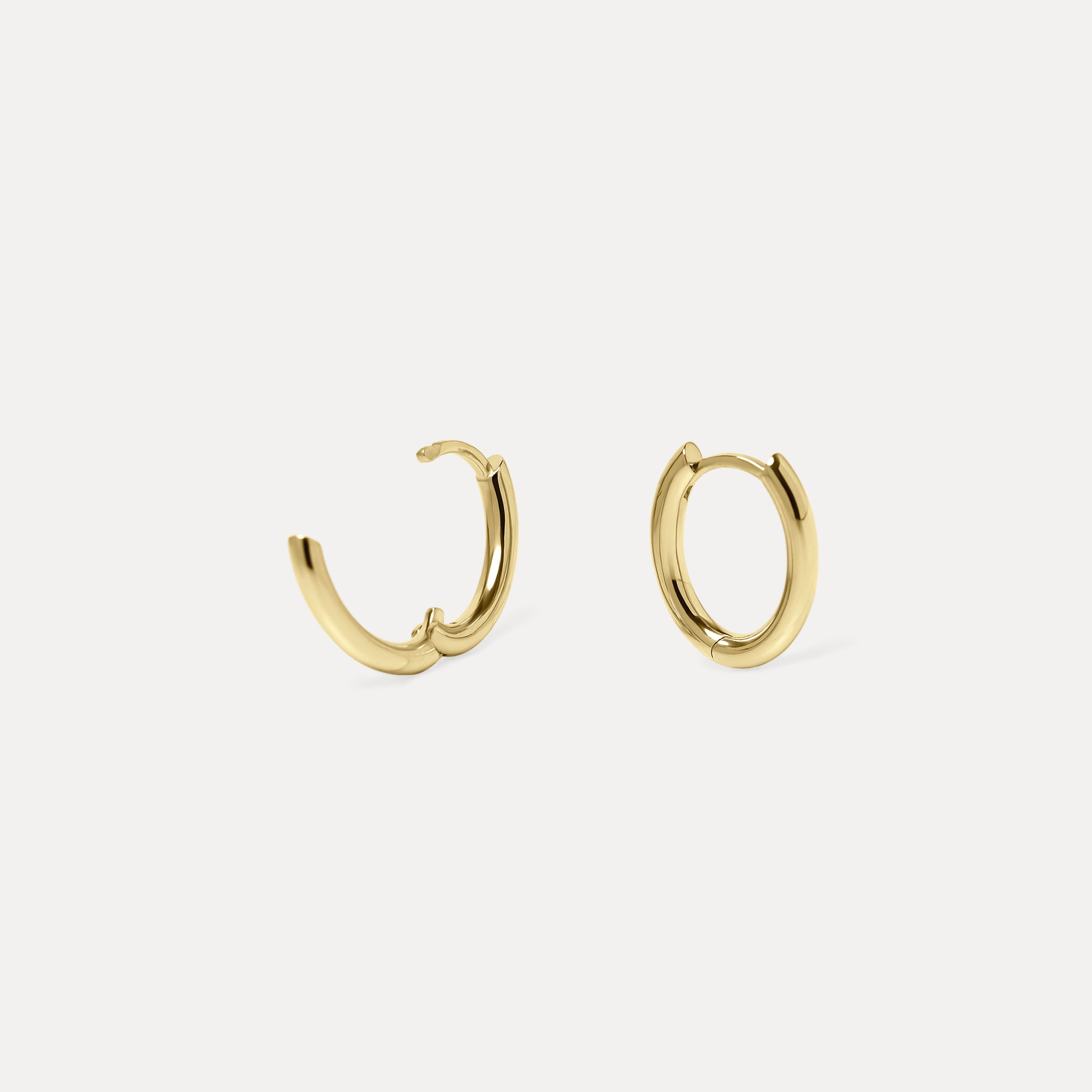 Oval Bold Hinged Hoops 14k Solid Gold