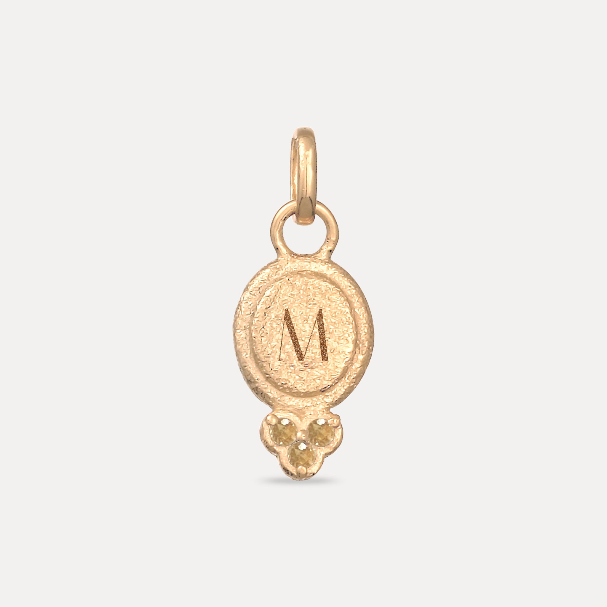 Mandarine Garnet Engravable Trinity Emblem Pendant - Antique | 14k Solid Gold