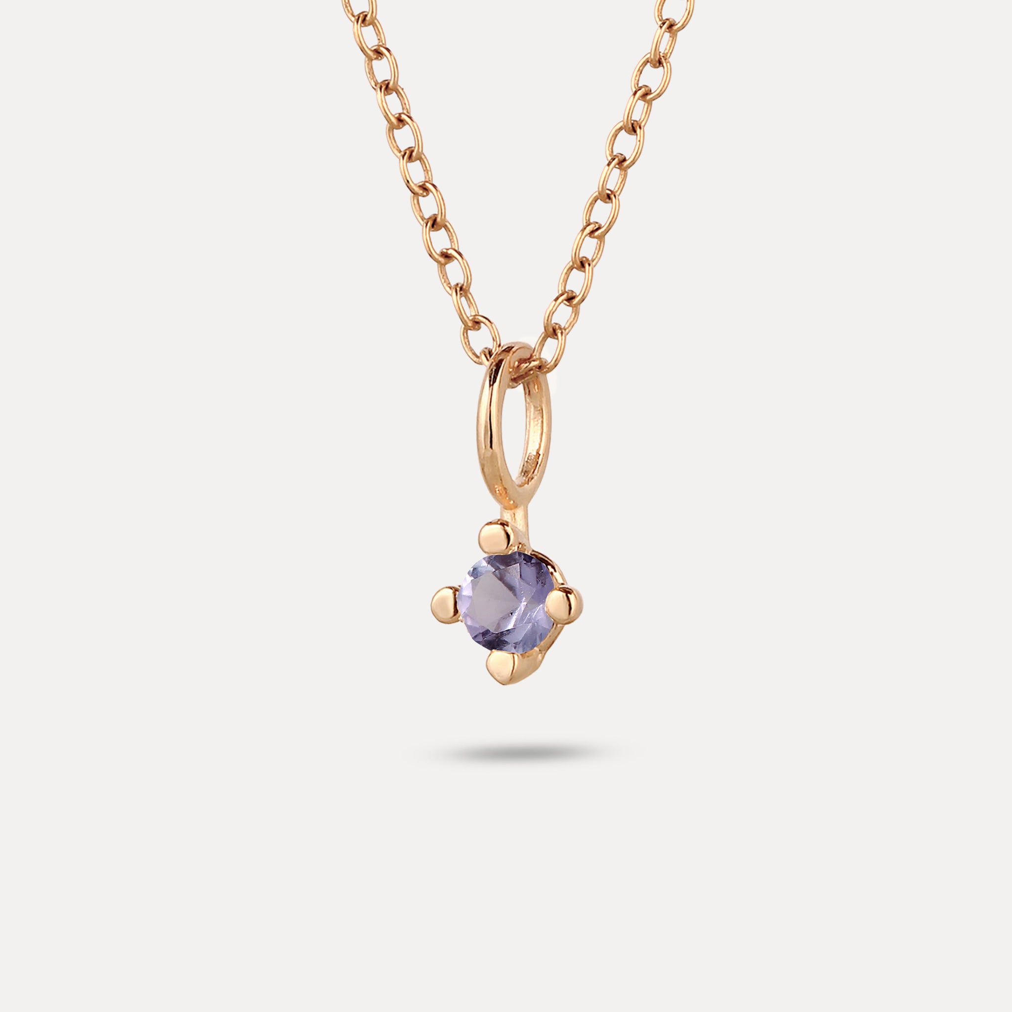 The Minimalist Birthstone Charm Pendant | 14k Solid Gold