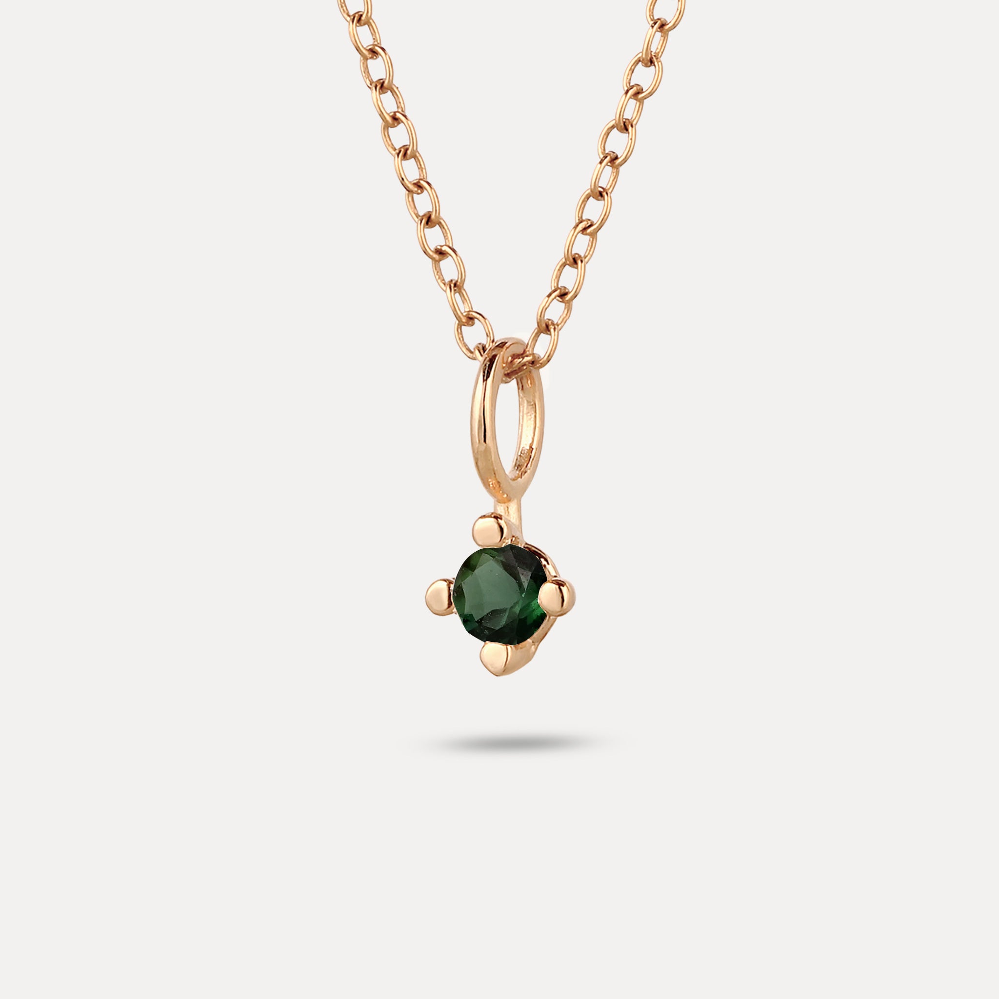 The Minimalist Birthstone Charm Pendant | 14k Solid Gold
