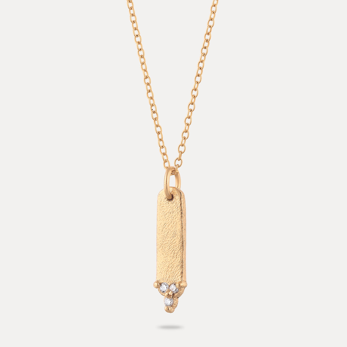 Weißer Saphir Trinity Bar Anhänger - Antique | 585 Gelbgold