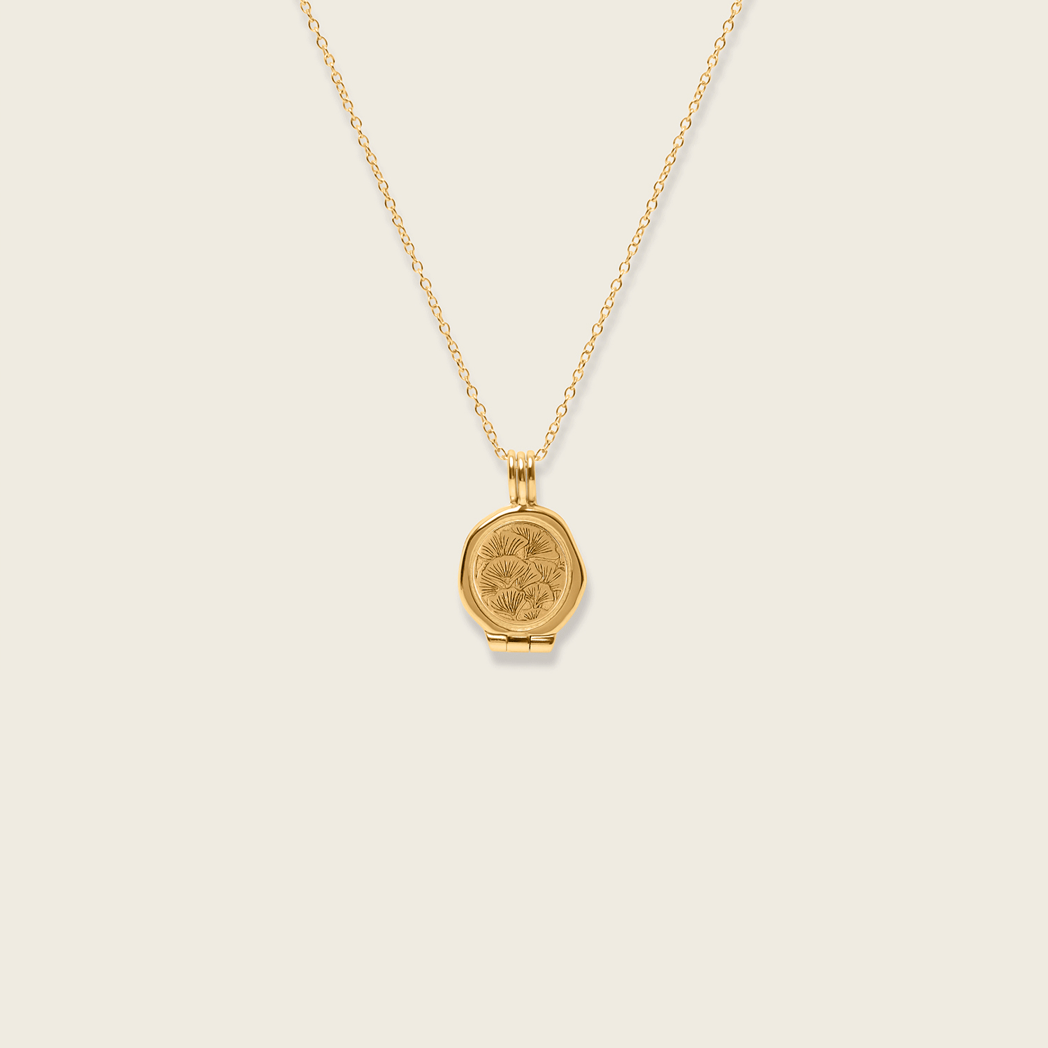 Nouveau Flower Seal Locket Necklace