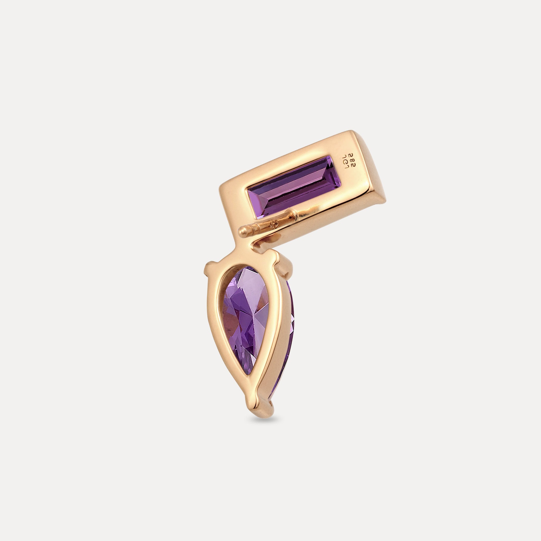 Amethyst Balance Dual Stud Earrings - Single | 14k Solid Gold