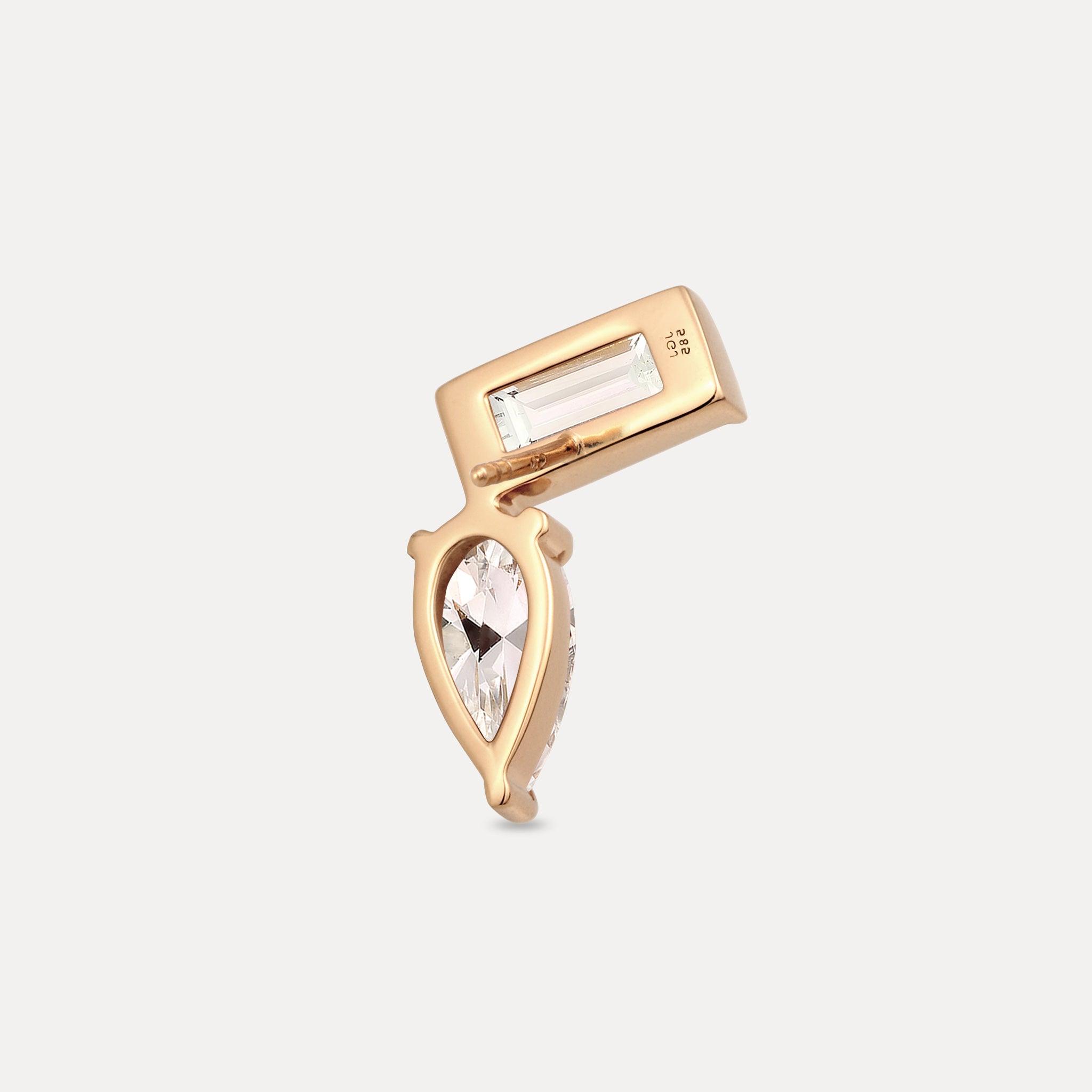Beryl Balance Dual Stud Earrings - Single | 14k Solid Gold