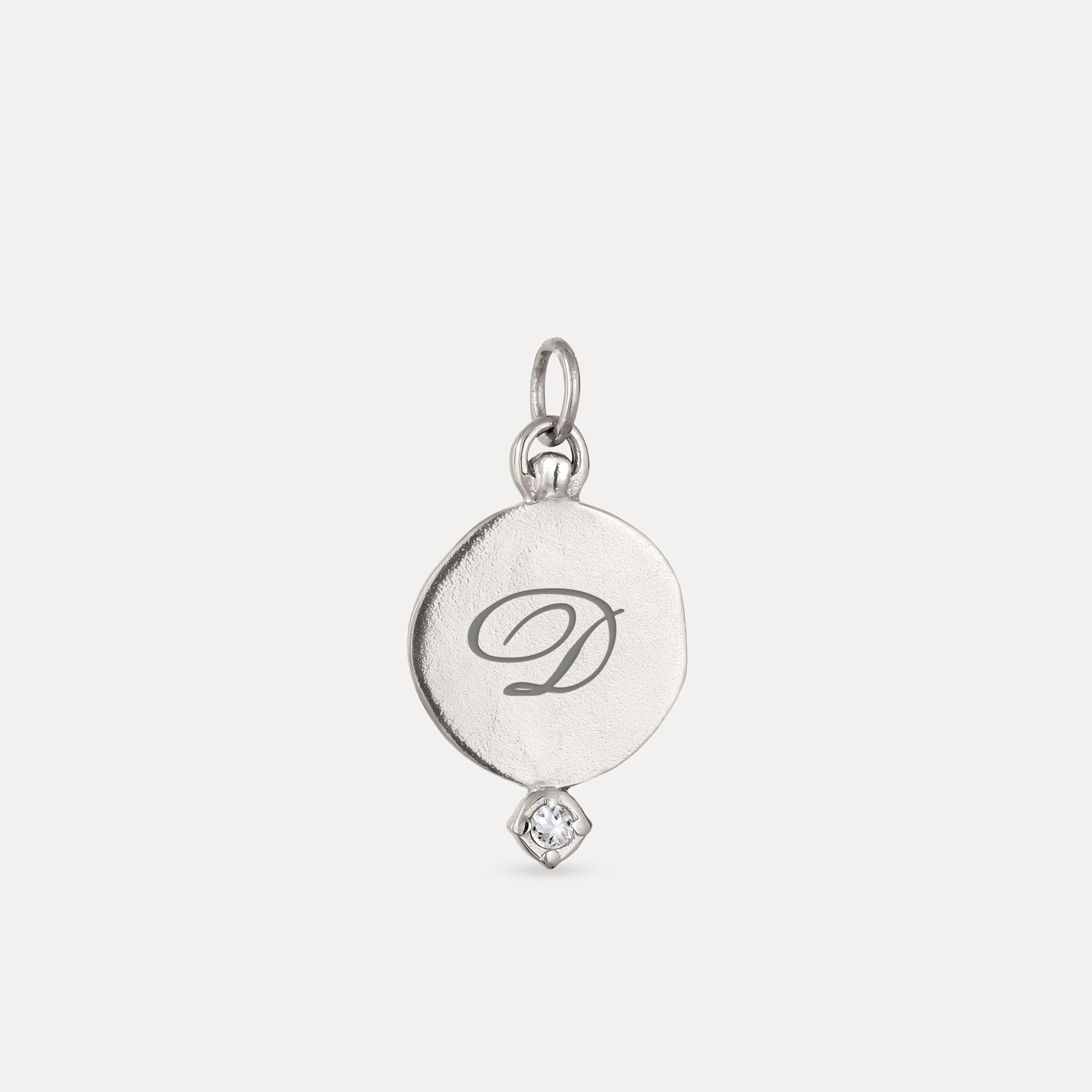 White Sapphire Engravable Fluid Medallion Pendant – Glossy