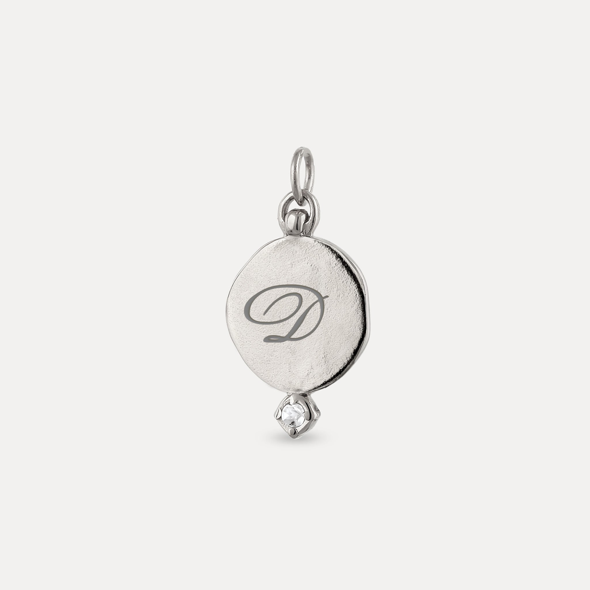 White Sapphire Engravable Fluid Medallion Pendant – Glossy