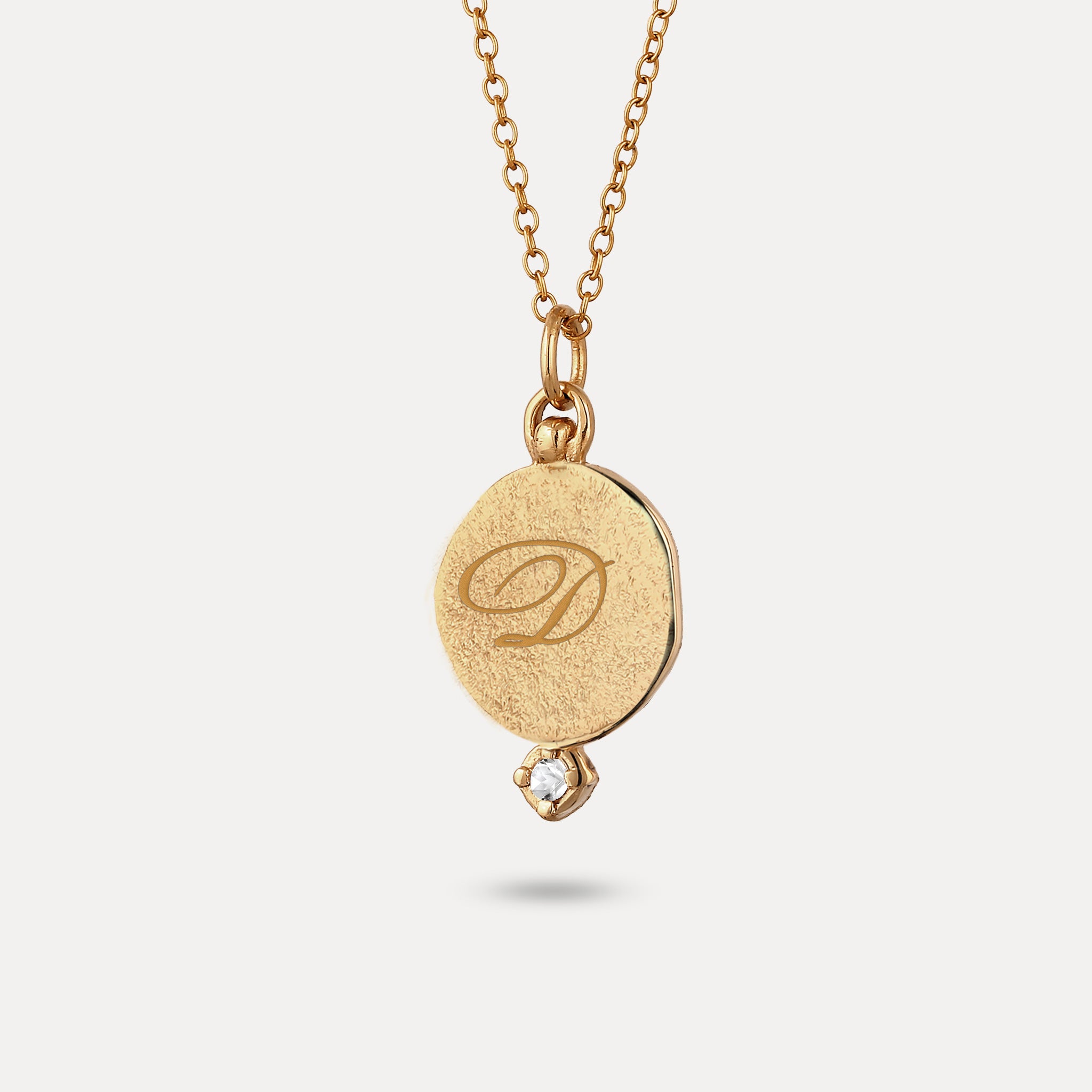 White Sapphire Engravable Fluid Medaillon Pendant - Matte