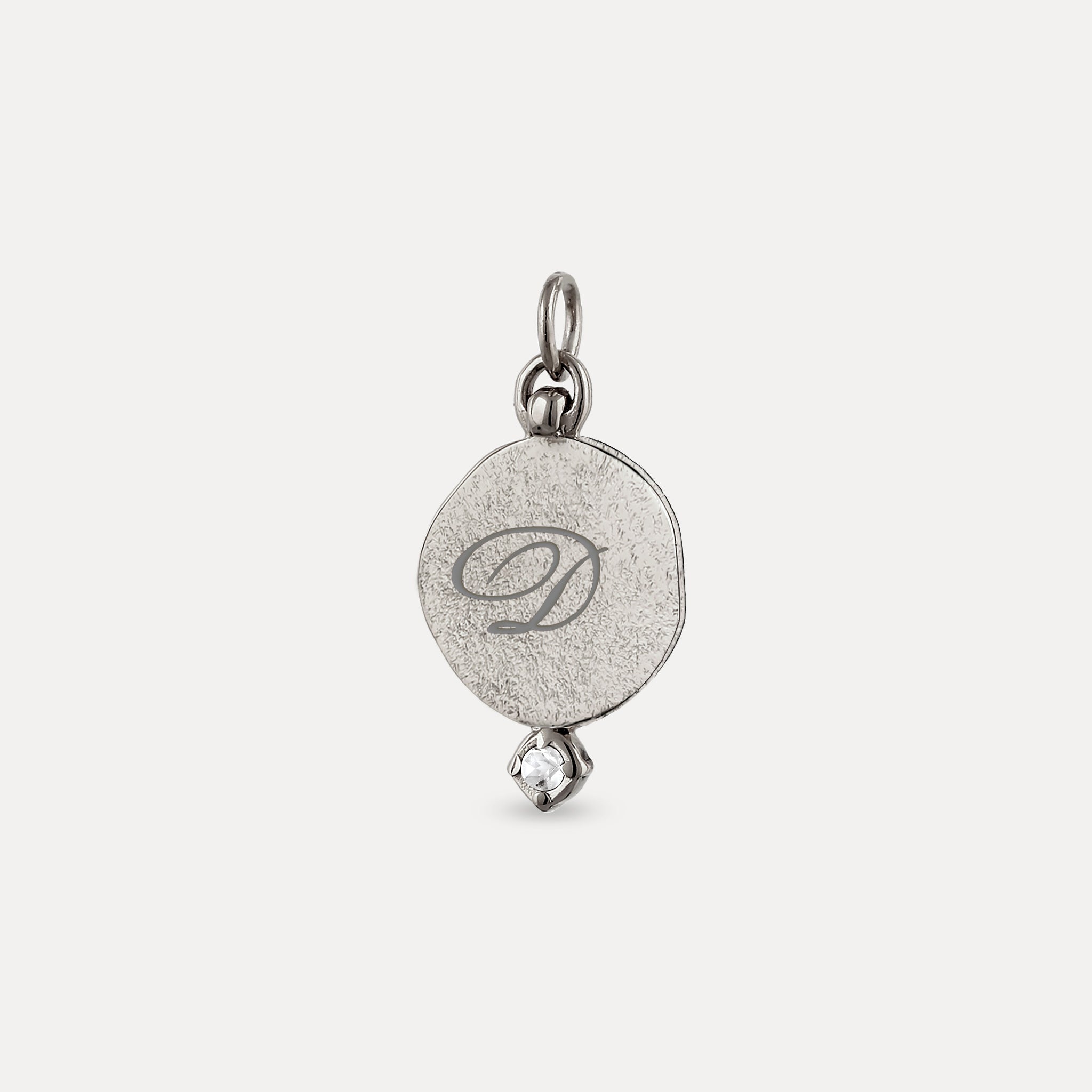 White Sapphire Engravable Fluid Medaillon Pendant - Matte