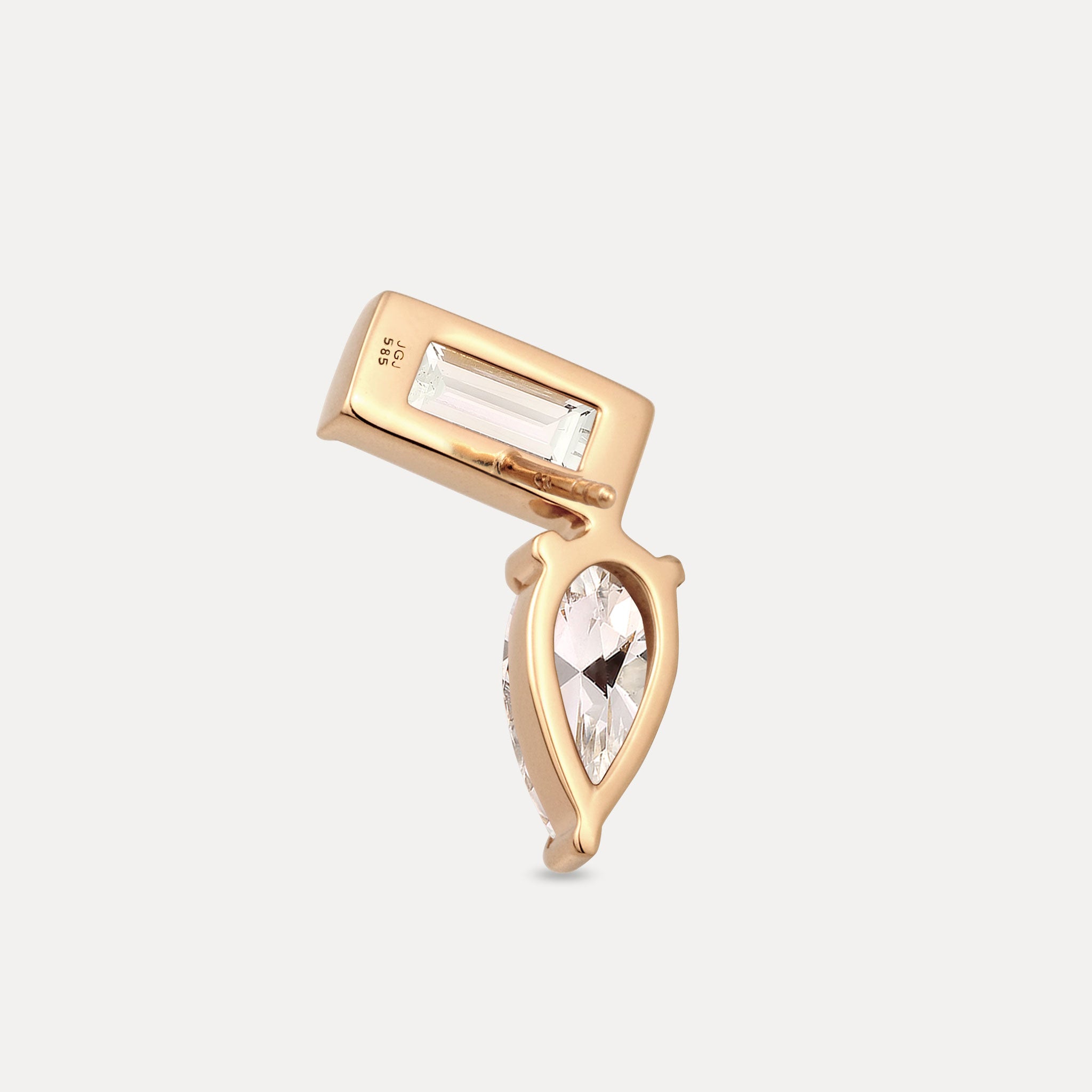 Beryl Balance Dual Stud Earrings - Single | 14k Solid Gold