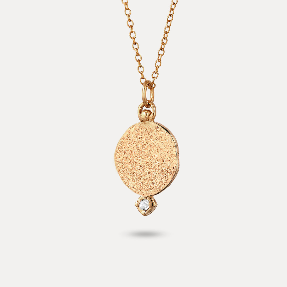 Weißer Saphir Fluid Medaillon Anhänger - Antique | 585 Gold