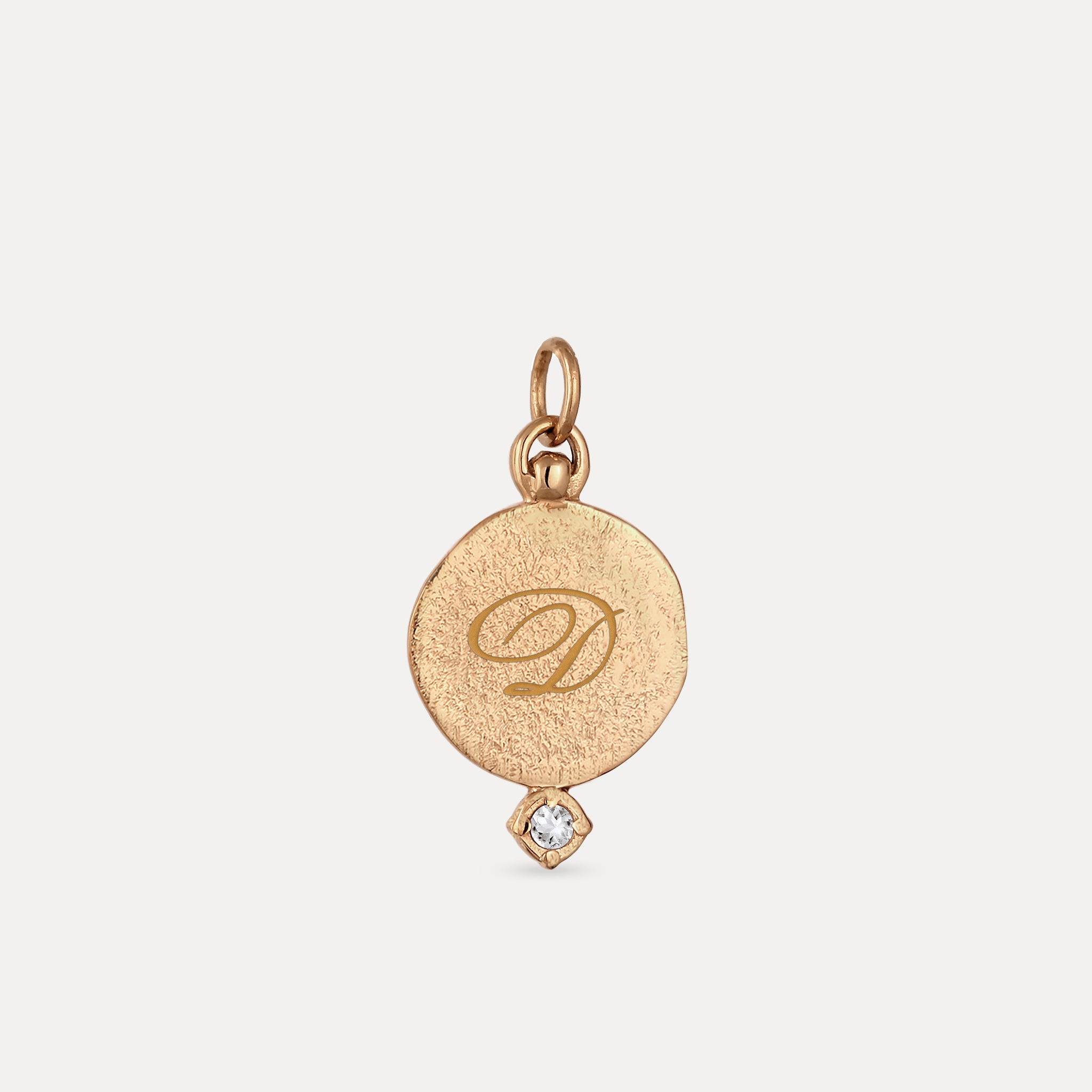 White Sapphire Engravable Fluid Medaillon Pendant - Antique | 14k Solid Gold