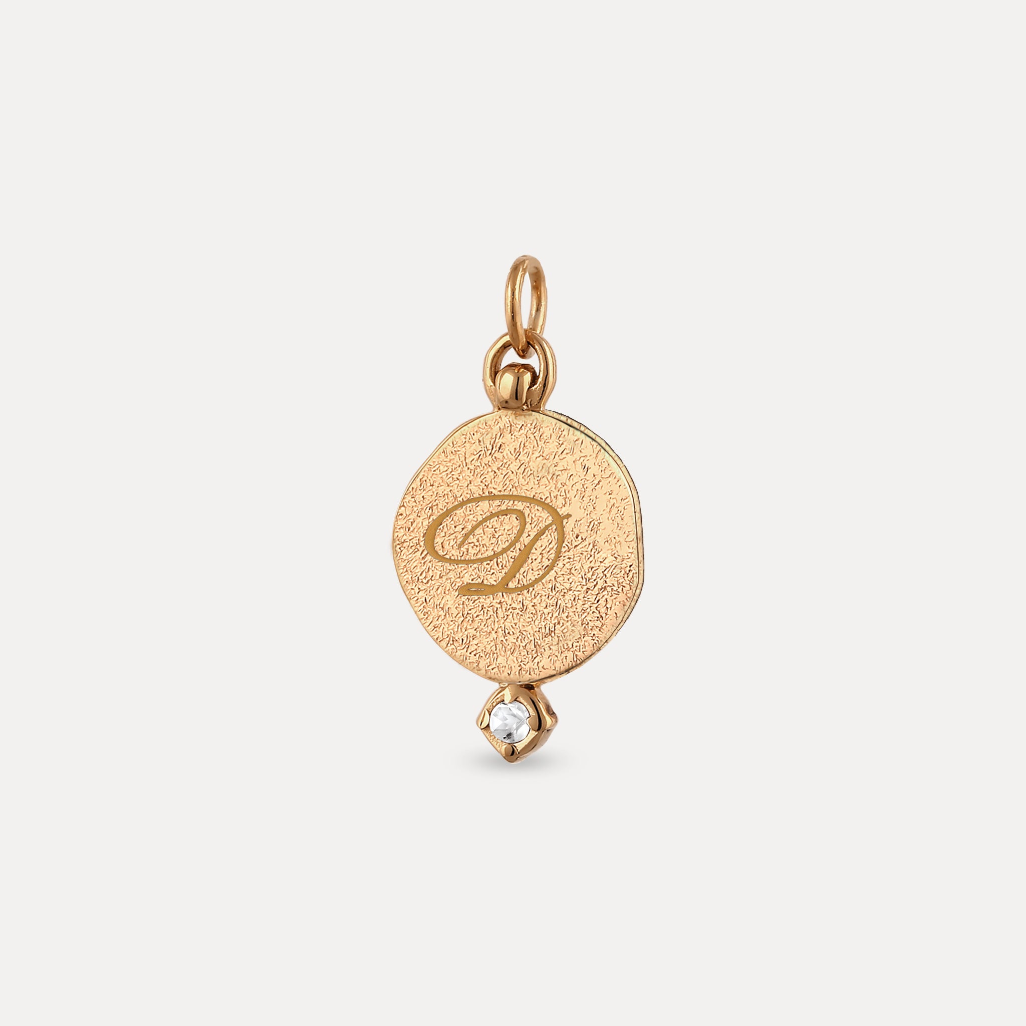 White Sapphire Engravable Fluid Medaillon Pendant - Antique | 14k Solid Gold