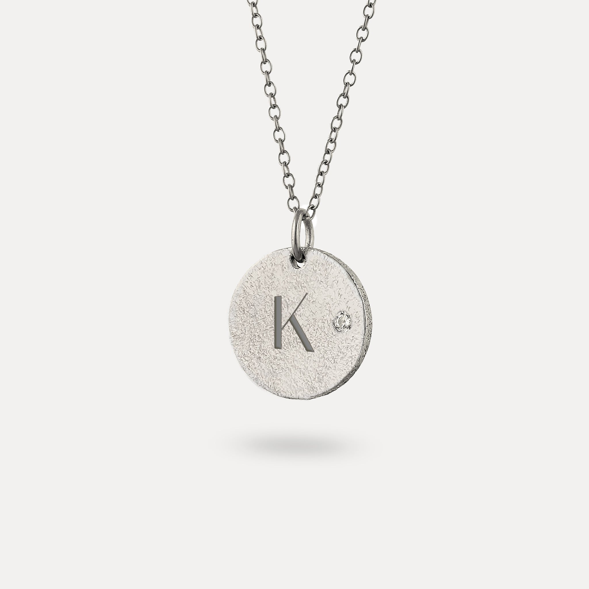 White Sapphire Engravable Plate Pendant - Antique
