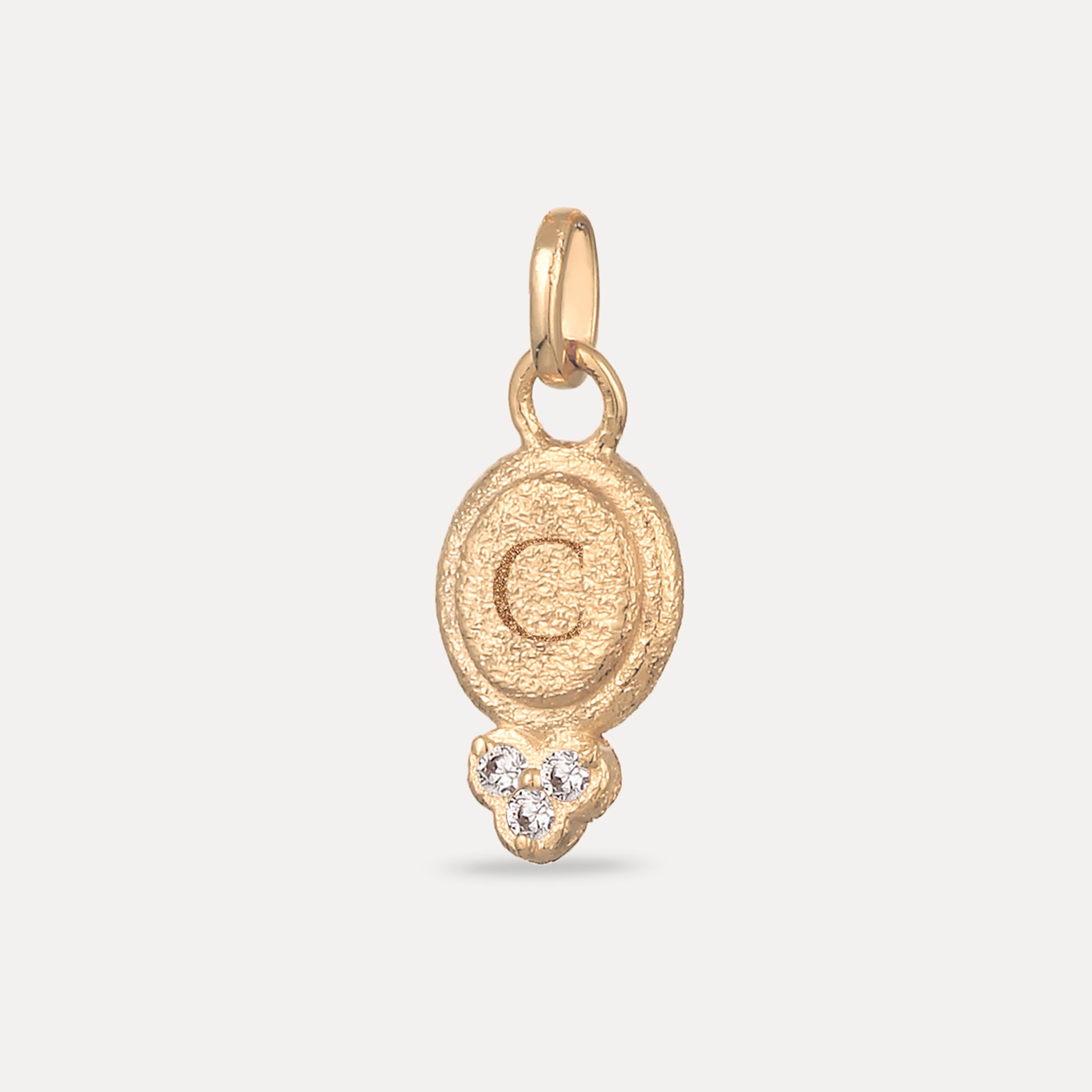 White Sapphire Engravable Trinity Emblem Pendant - Antique | 14k Solid Gold