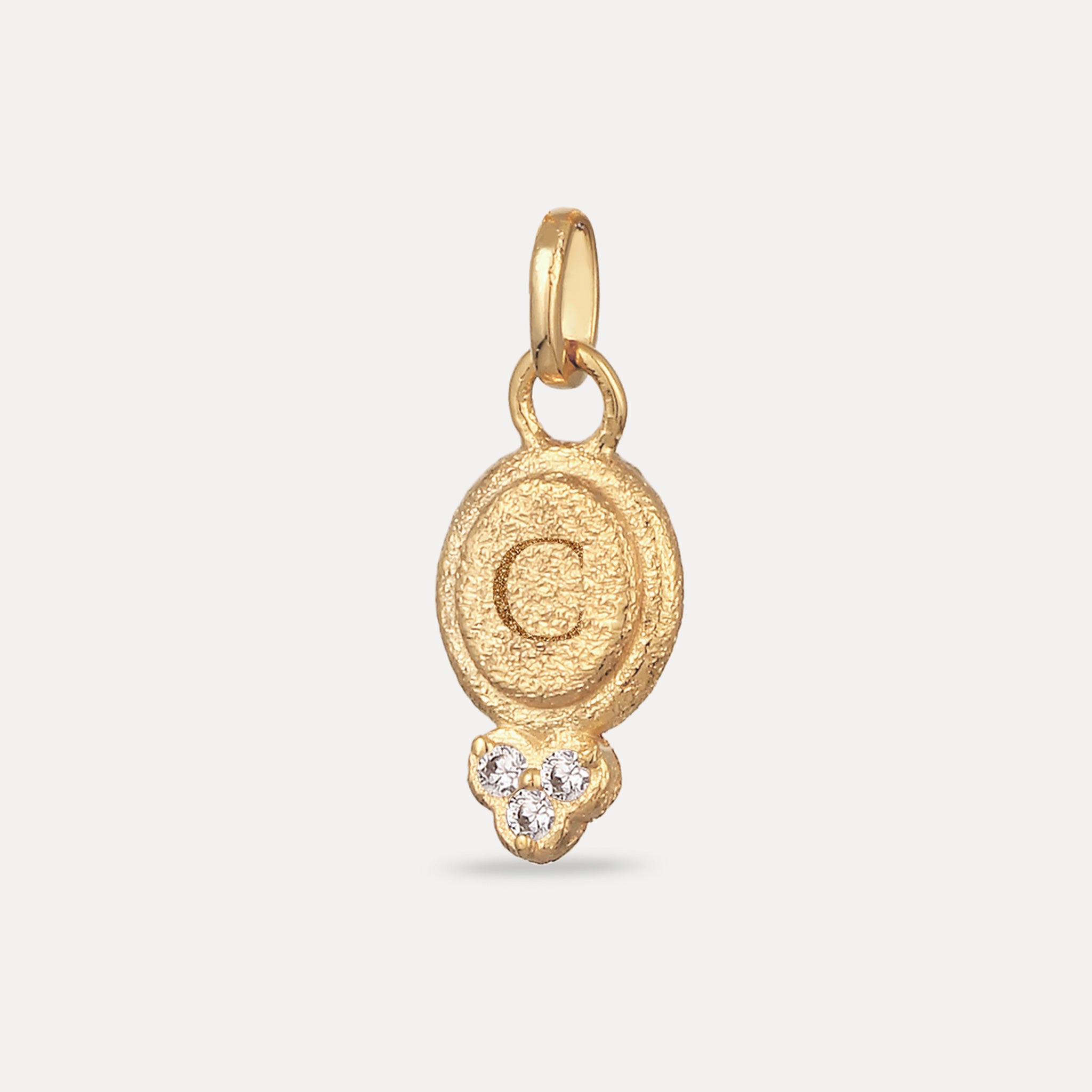 White Sapphire Engravable Trinity Emblem Pendant - Antique