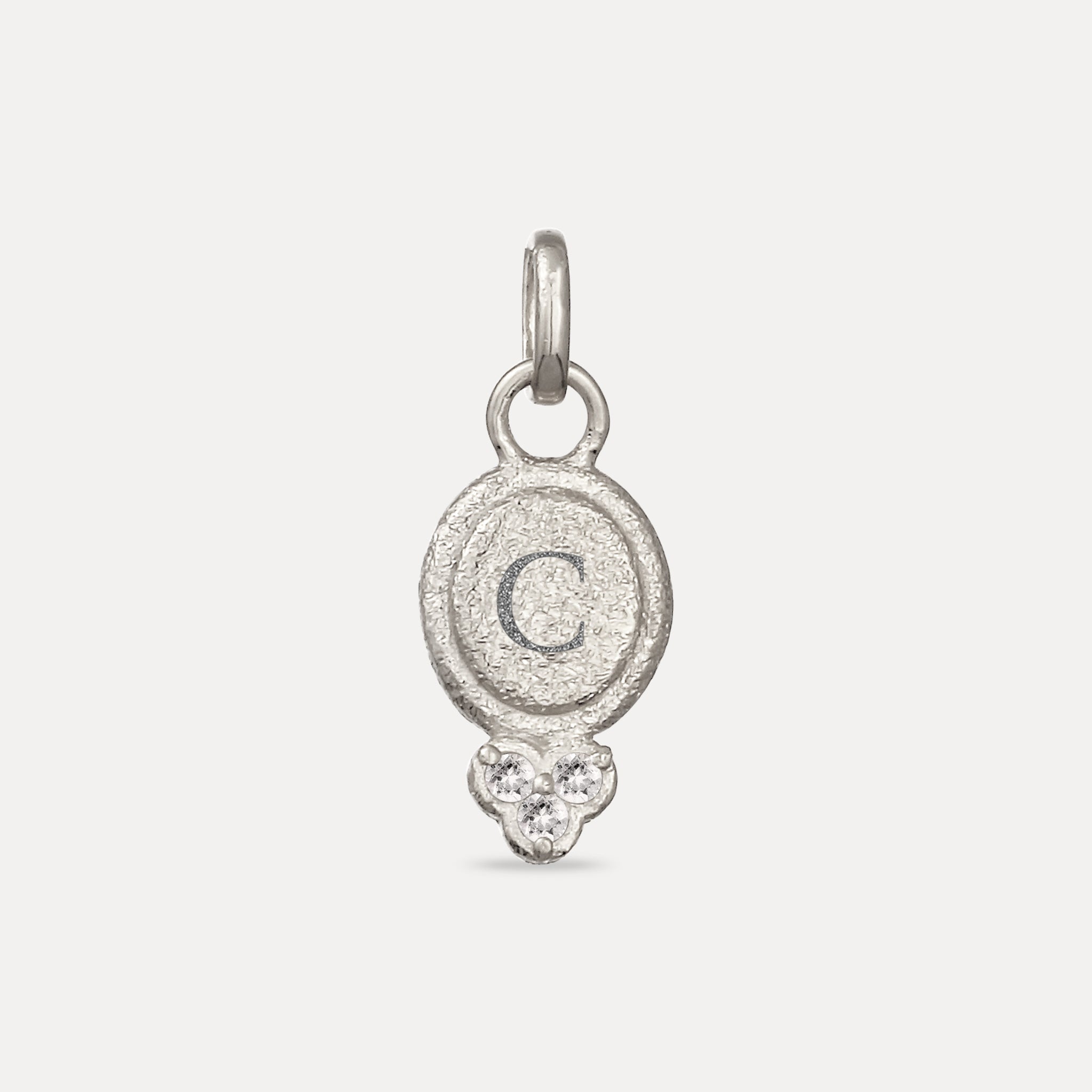 White Sapphire Engravable Trinity Emblem Pendant - Antique
