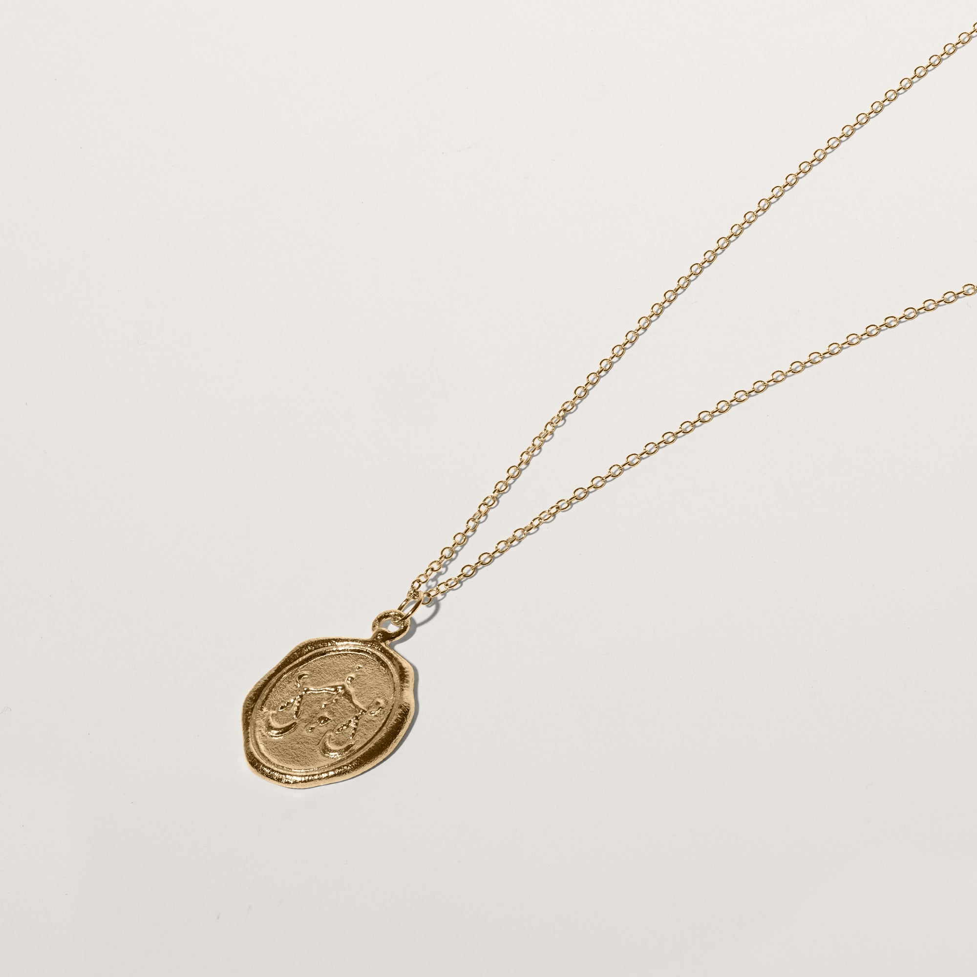 Zodiac Seal Pendant 14k Solid Gold