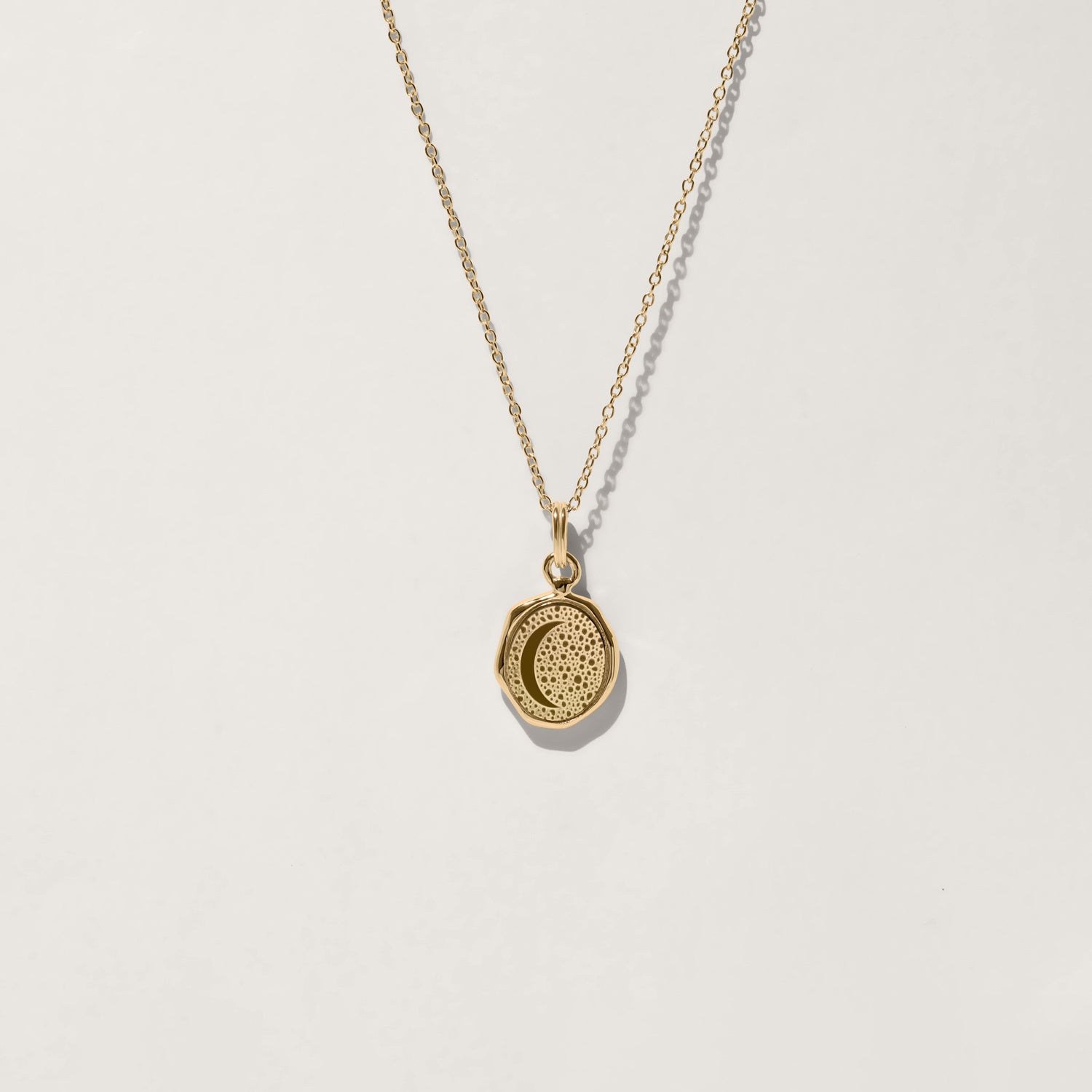 Moon Seal Necklace 14ct Solid Gold