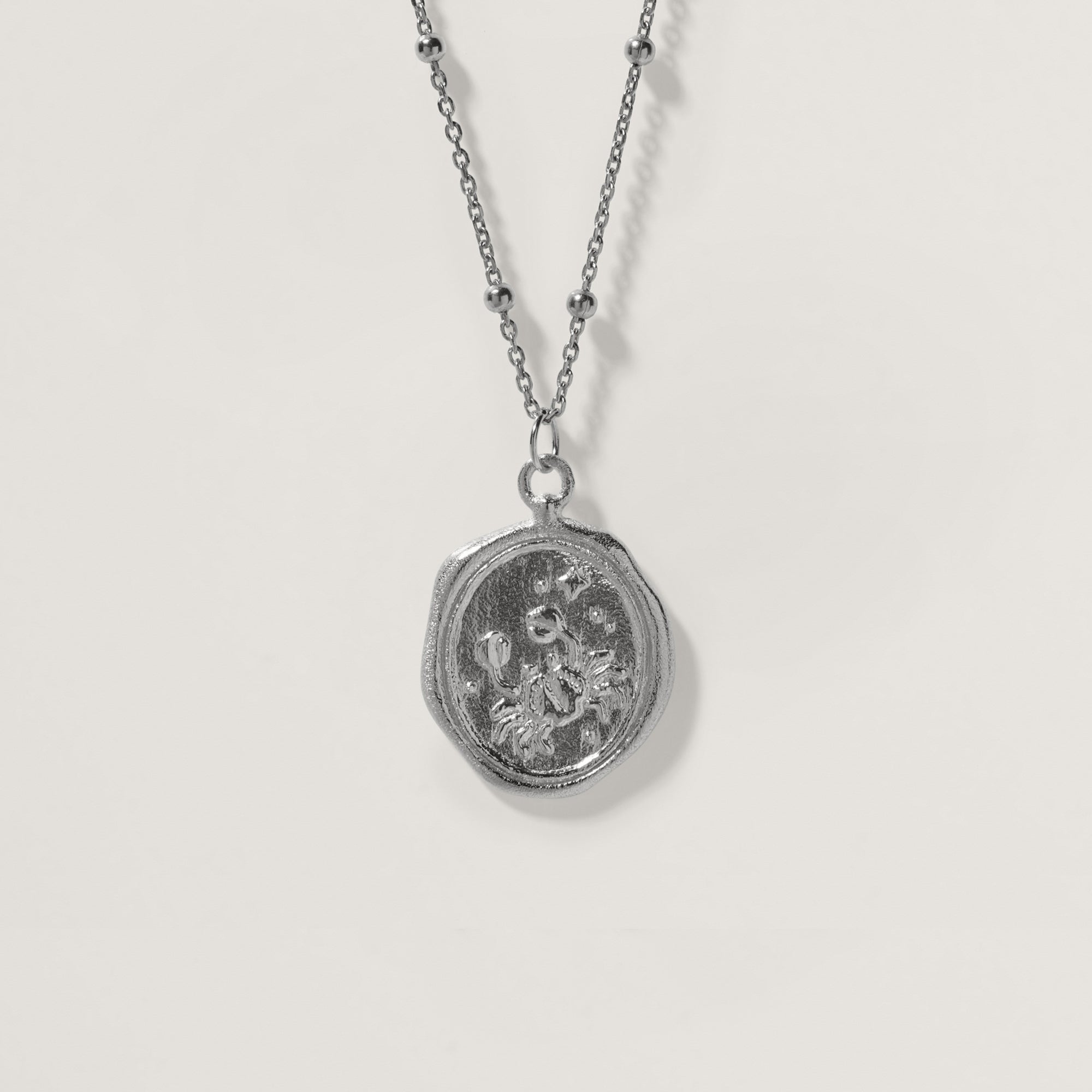 Zodiac Seal with Satellite Chain 925 Silver