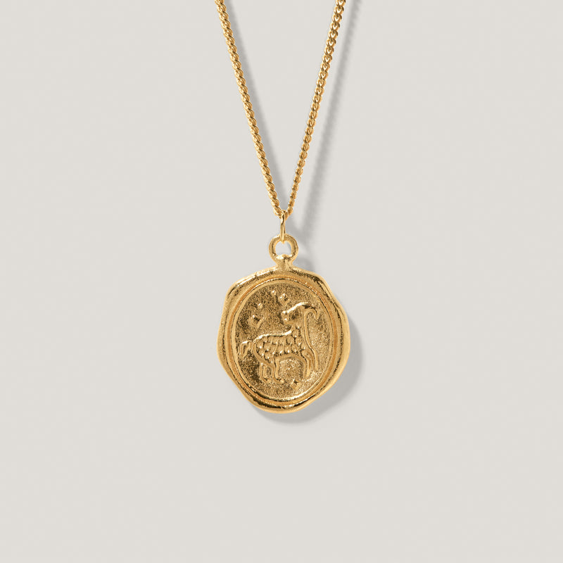 Zodiac Seal with Curb Chain 24k Gold Vermeil