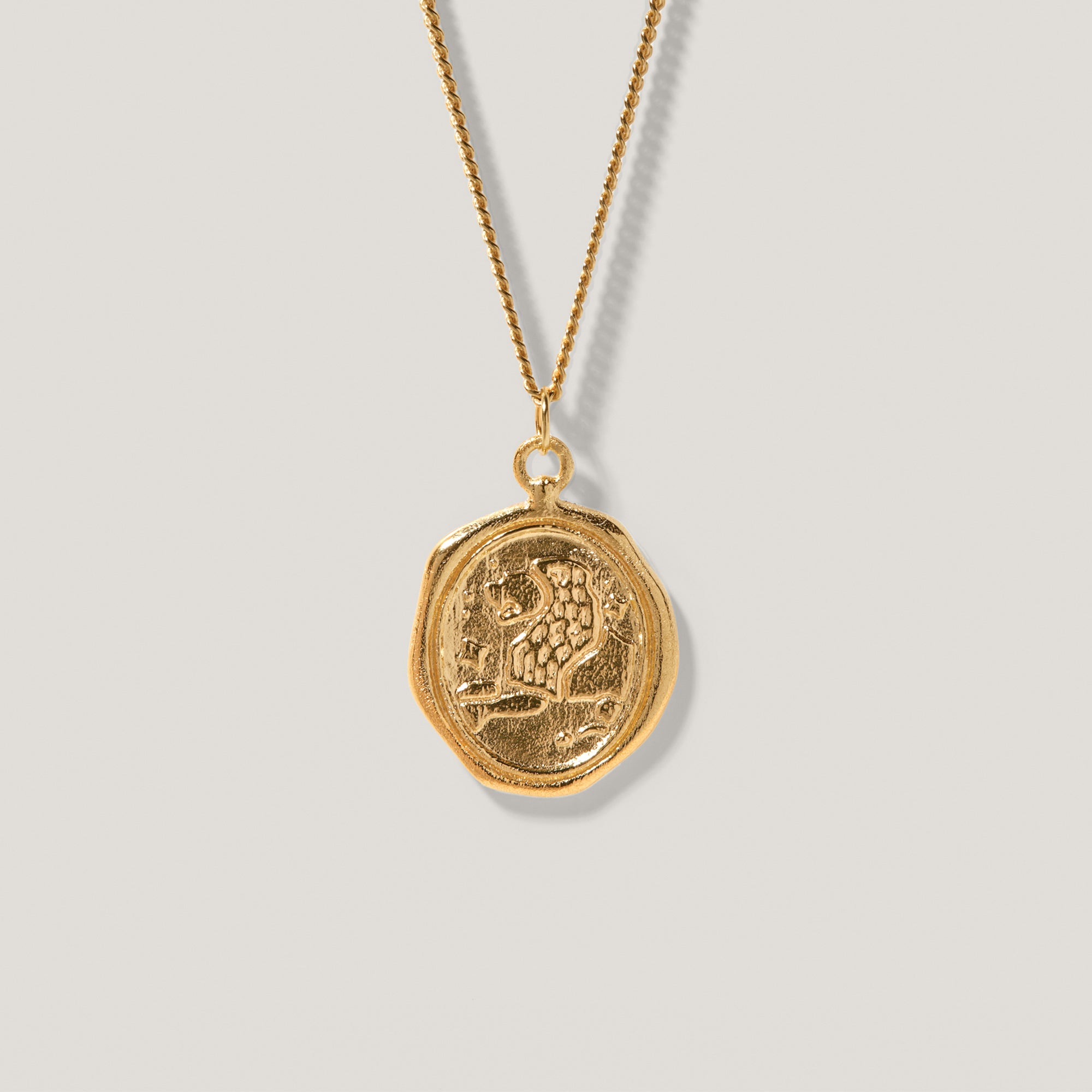 Zodiac Seal with Curb Chain 24k Gold Vermeil