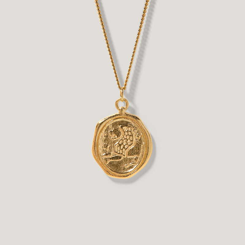 Zodiac Seal with Curb Chain 24k Gold Vermeil