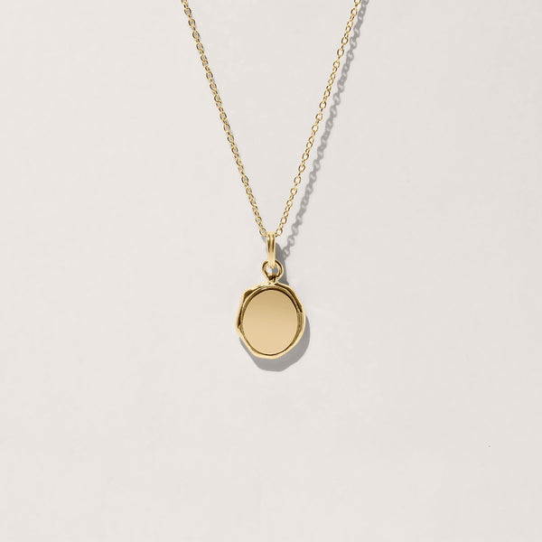 Engravable Seal Necklace 14k Solid Gold