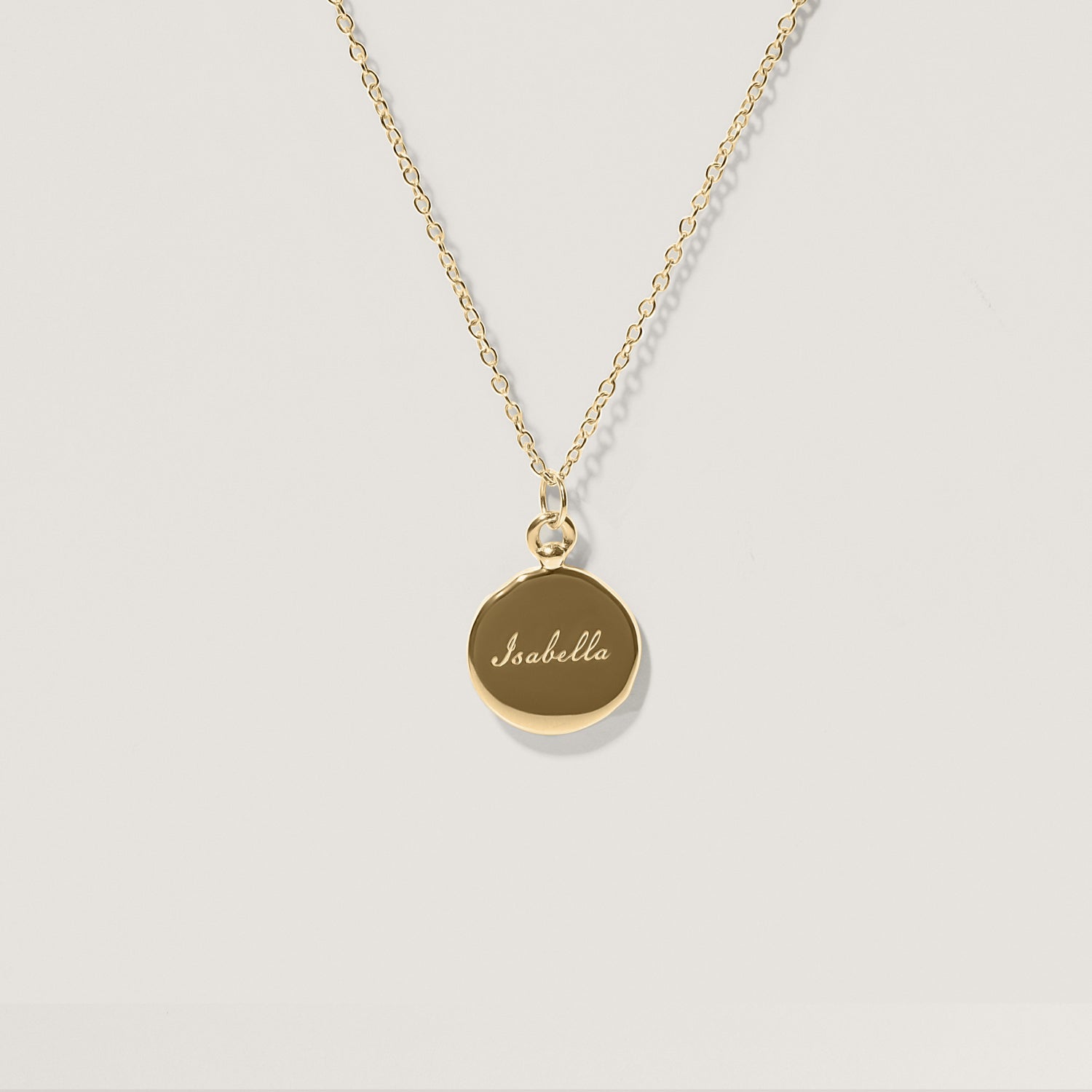Engravable Fluid Medallion with Anchor Chain 14k Solid Gold - Glossy