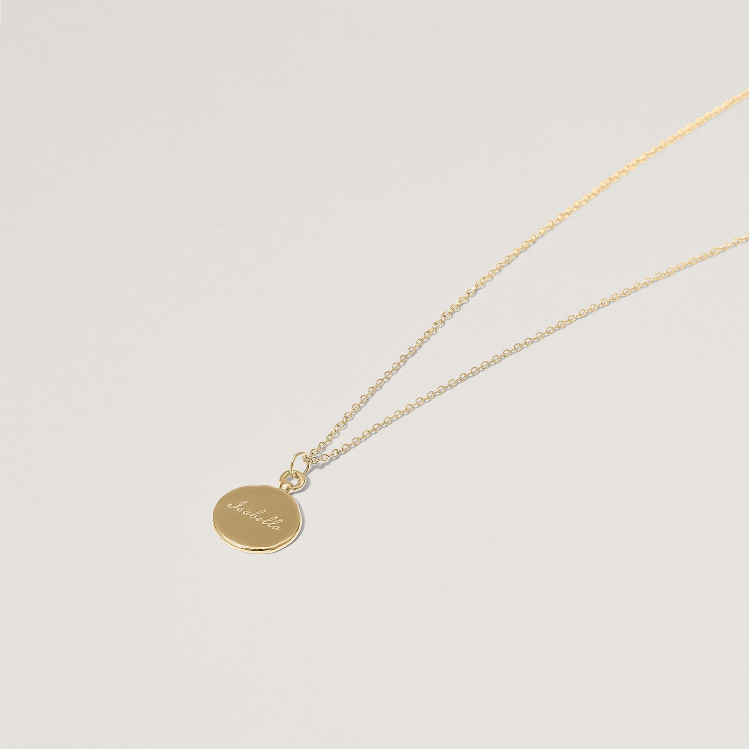 Engravable Fluid Medallion with Anchor Chain 14k Solid Gold - Glossy