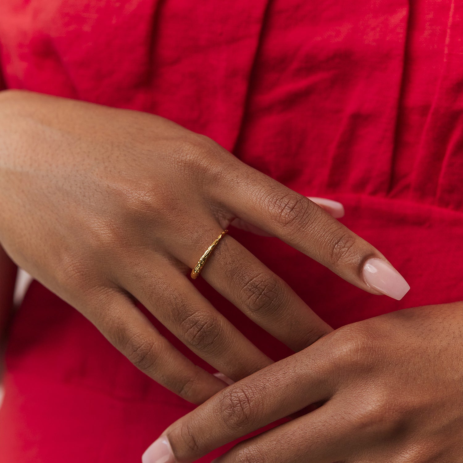 Hammered Thin Bombé Ring