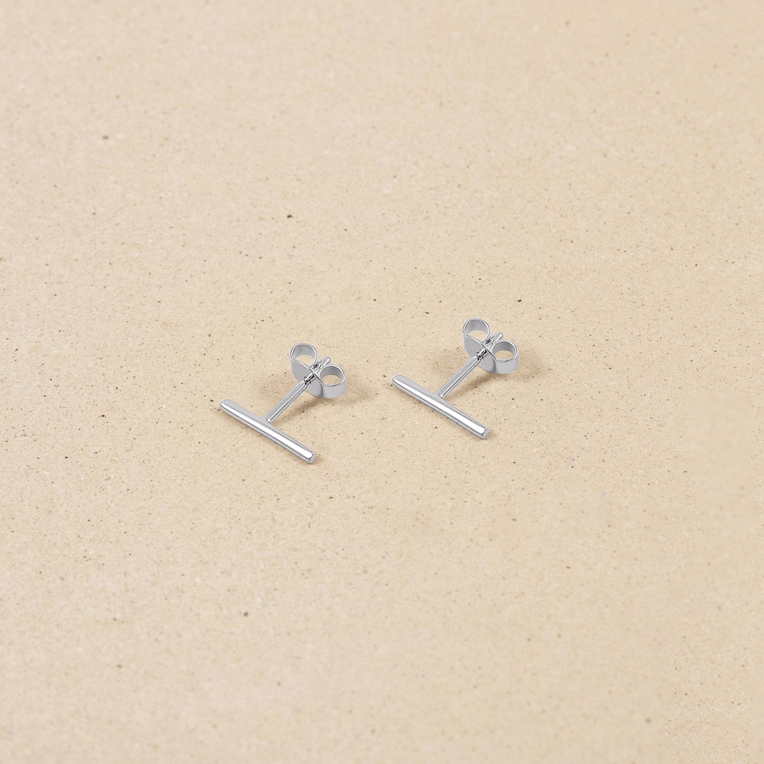 Sterling silver bar stud earrings discount