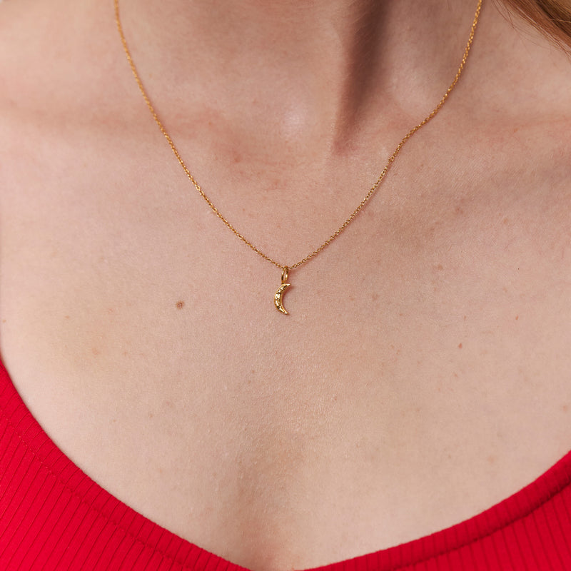 Lunar Eclipse Necklace with Anchor Chain 14k Solid Gold