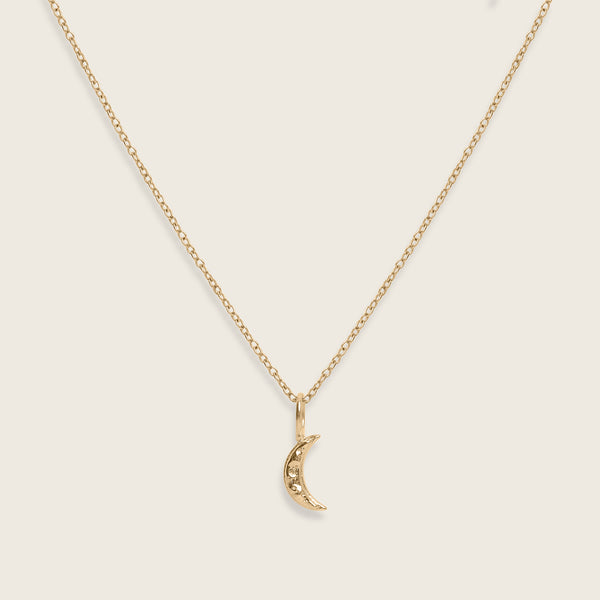 Lunar Eclipse Necklace with Anchor Chain 14k Solid Gold