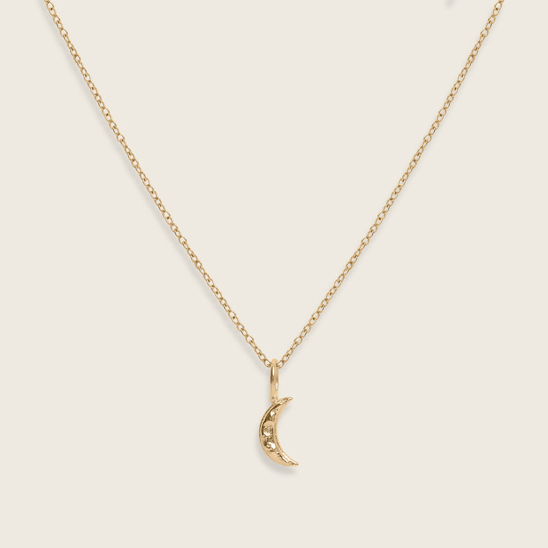 Lunar Eclipse Necklace with Anchor Chain 14k Solid Gold