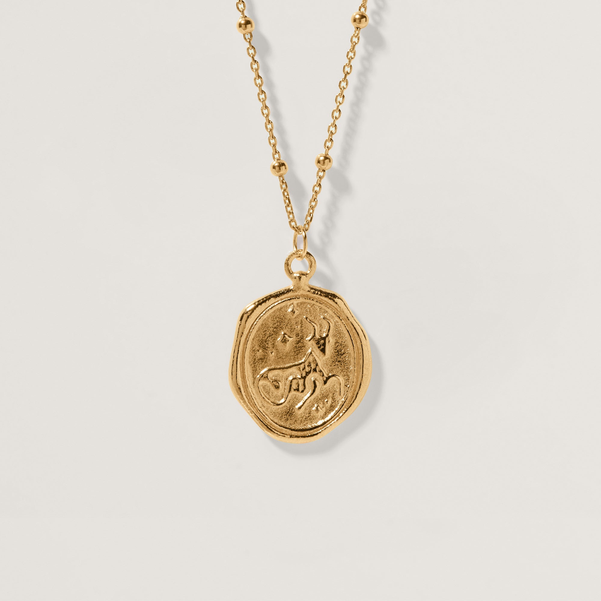 Zodiac Seal with Satellite Chain 24k Gold Vermeil