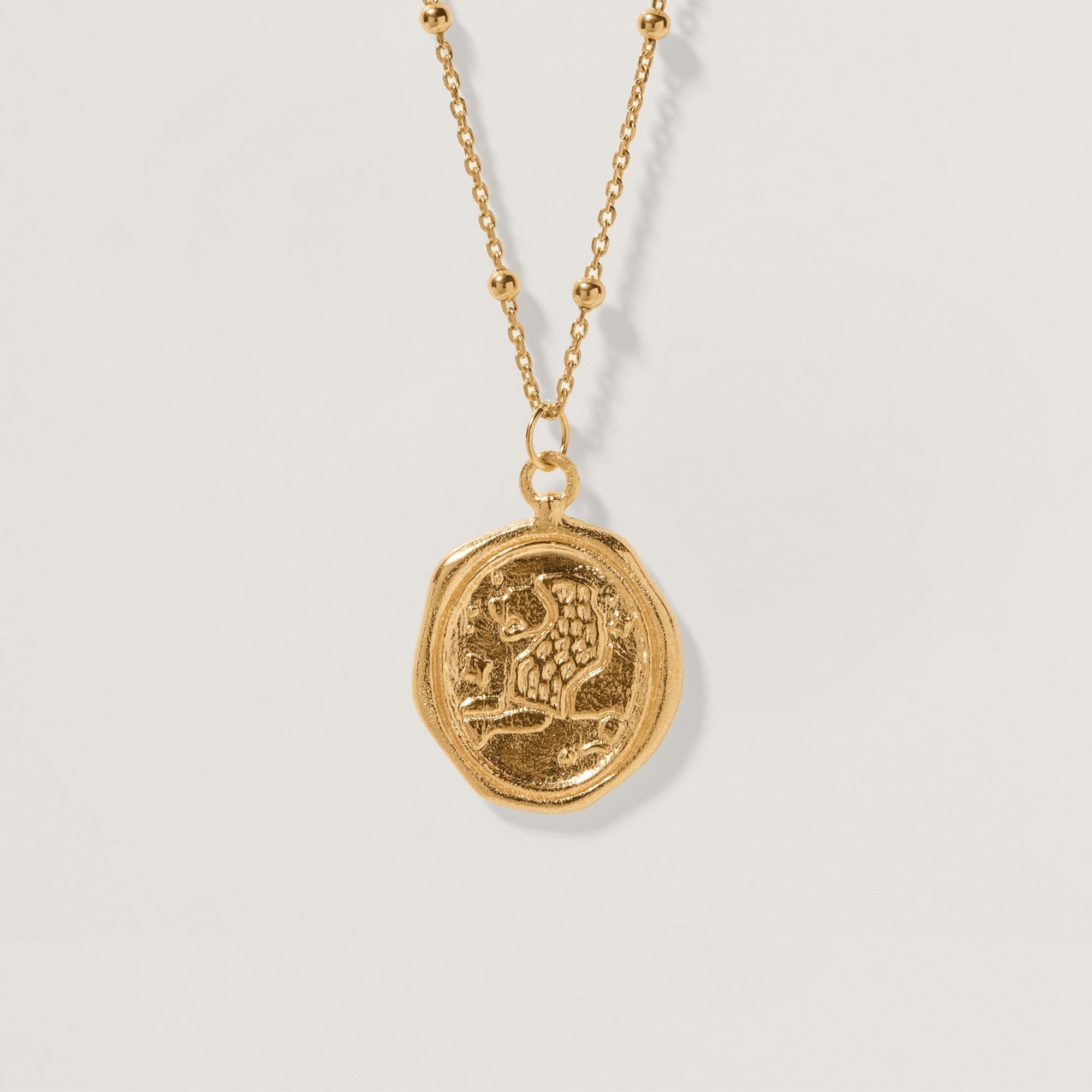 Zodiac Seal with Satellite Chain 24k Gold Vermeil