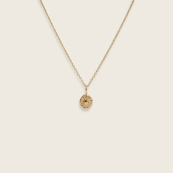 Solar Eclipse Necklace with Anchor Chain 14k Solid Gold