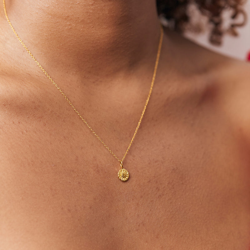 Solar Eclipse Necklace with Singapore Chain 14k Solid Gold