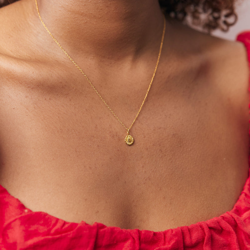 Solar Eclipse Necklace with Anchor Chain 14k Solid Gold