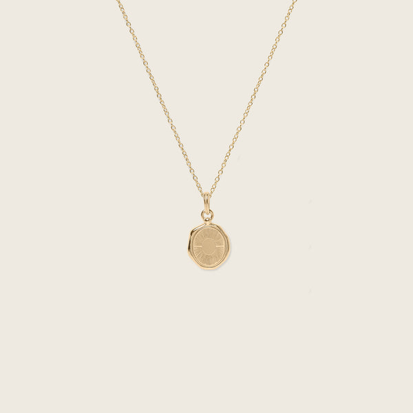 Sun Seal Necklace 14k Solid Gold