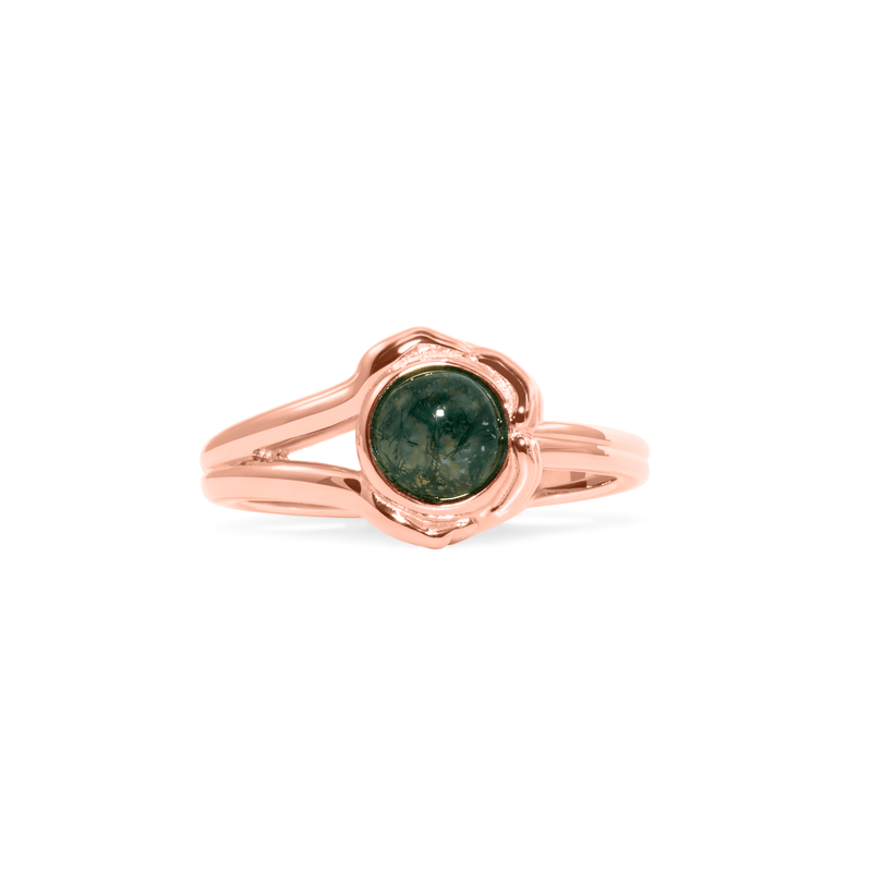 Gypsy Girl Crystal Ball Ring Moss Agate Jewelry jacko-wusch 925 Silver Rose Gold Plated XS - 49 (15.6mm) 