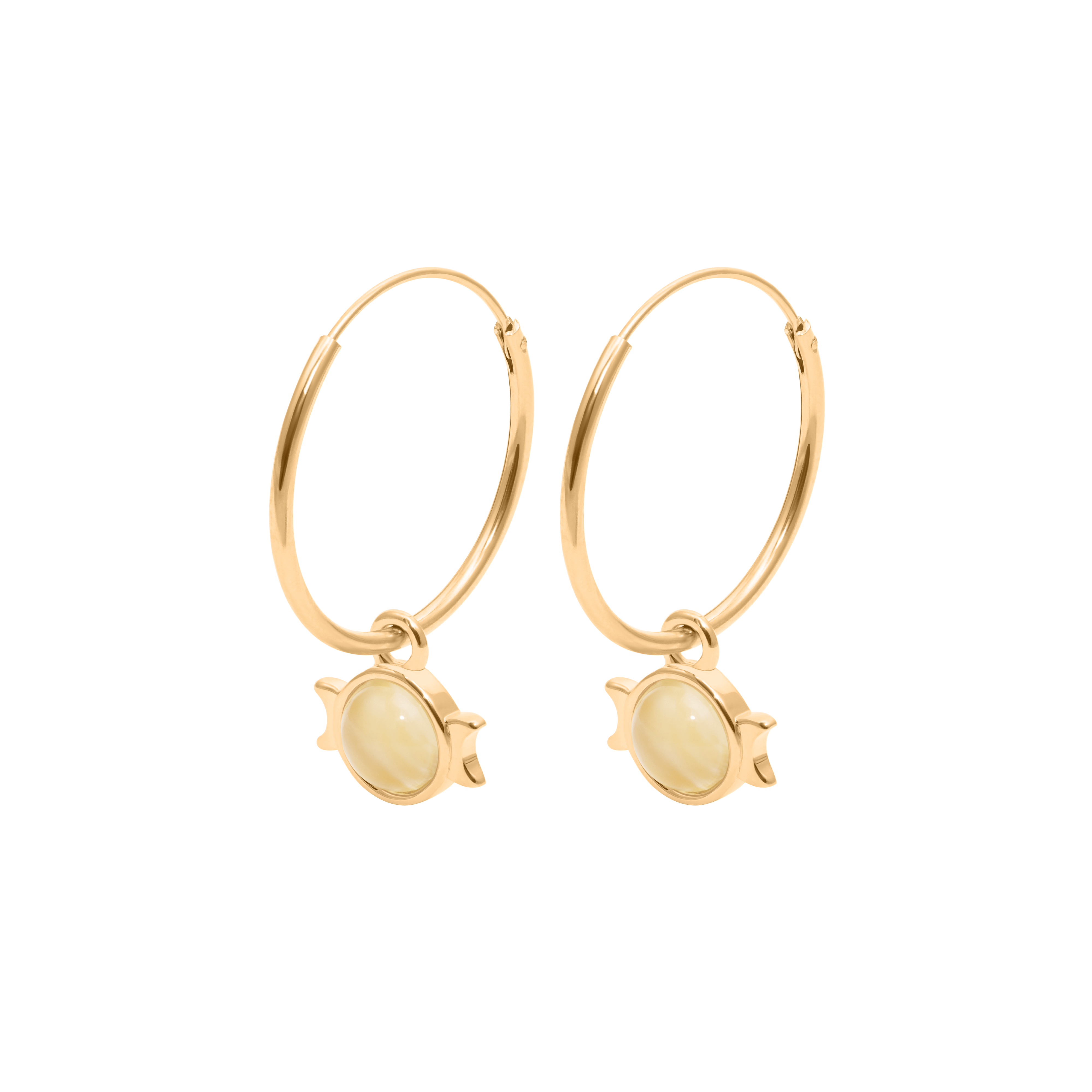 Magic Spell Ear Hoops Nr.1 Mondstein Jewelry jacko-wusch 925 Silver Gold Plated 21mm 