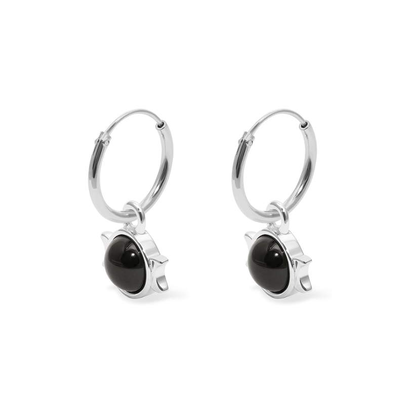 Magic Spell Ear Hoops Nr.1 Onyx Jewelry jacko-wusch 925 Silver 12mm 