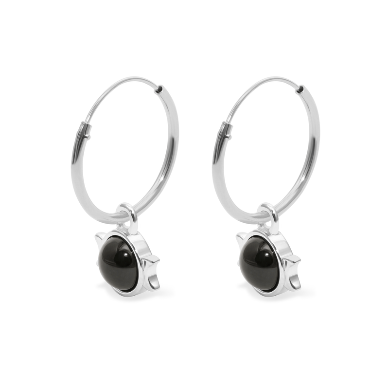 Magic Spell Ear Hoops Nr.1 Onyx Jewelry jacko-wusch 925 Silver 16mm 