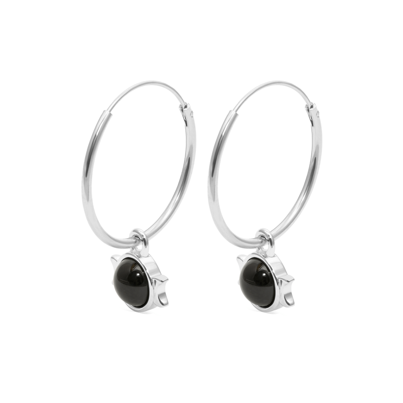 Magic Spell Ear Hoops Nr.1 Onyx Jewelry jacko-wusch 925 Silver 21mm 