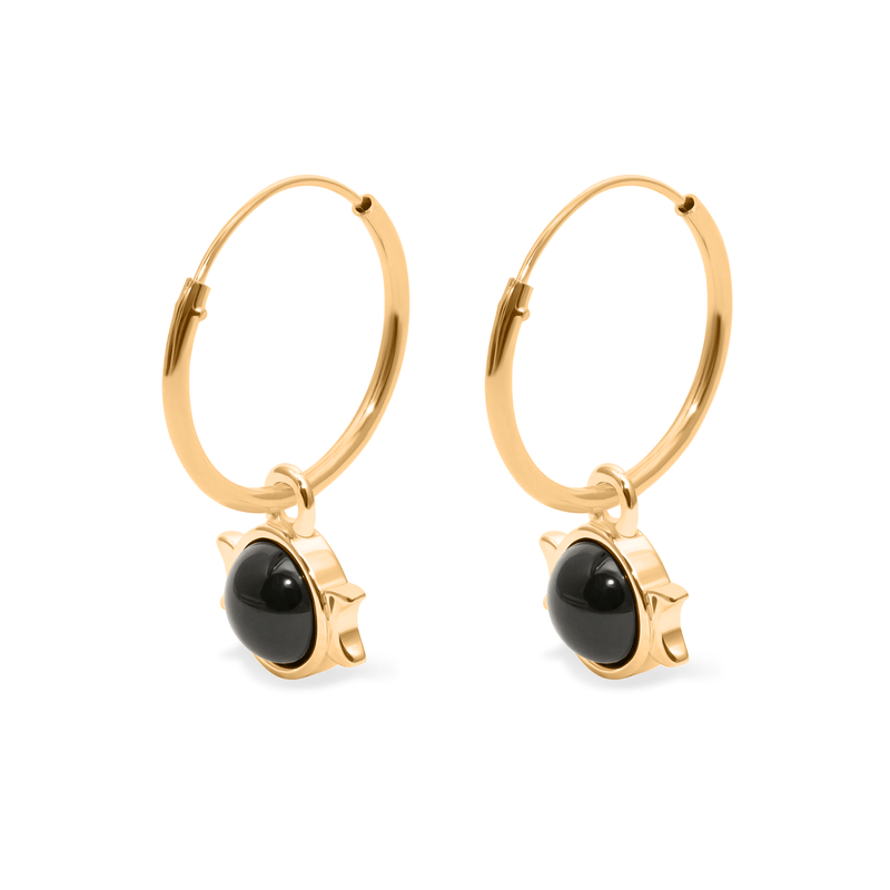 Magic Spell Ear Hoops Nr.1 Onyx Jewelry jacko-wusch 925 Silver Gold Plated 16mm 