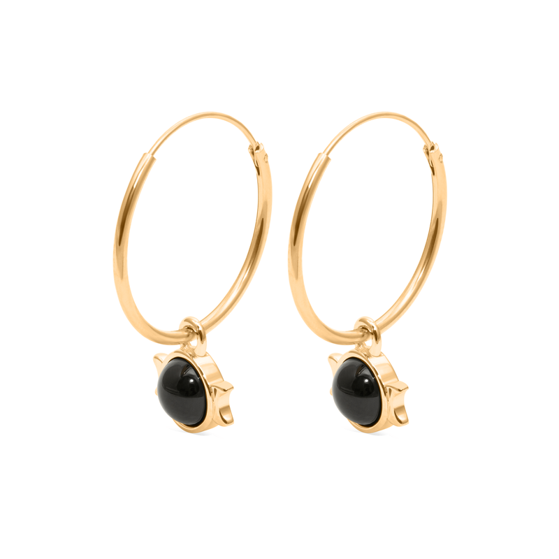 Magic Spell Ear Hoops Nr.1 Onyx Jewelry jacko-wusch 925 Silver Gold Plated 21mm 
