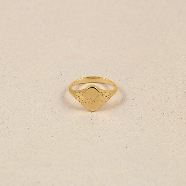 Victorian Initial Ring Jewelry stilnest 24ct Gold Vermeil XS - 49 (15.6mm) 