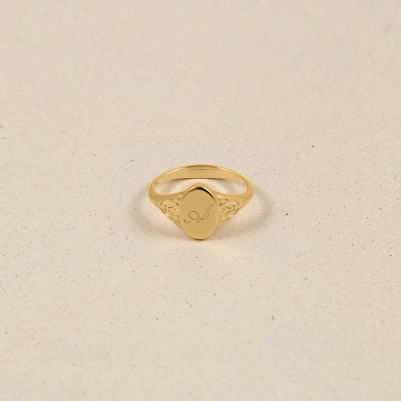 Victorian Initial Ring Jewelry stilnest 24ct Gold Vermeil XS - 49 (15.6mm) 